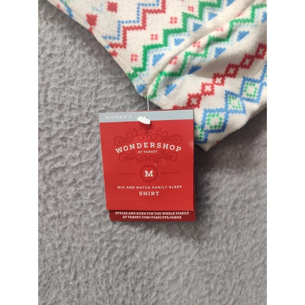 Wondershop Target Womens M Pajama Top Henley Fair Isle Holiday Sleep Shirt New